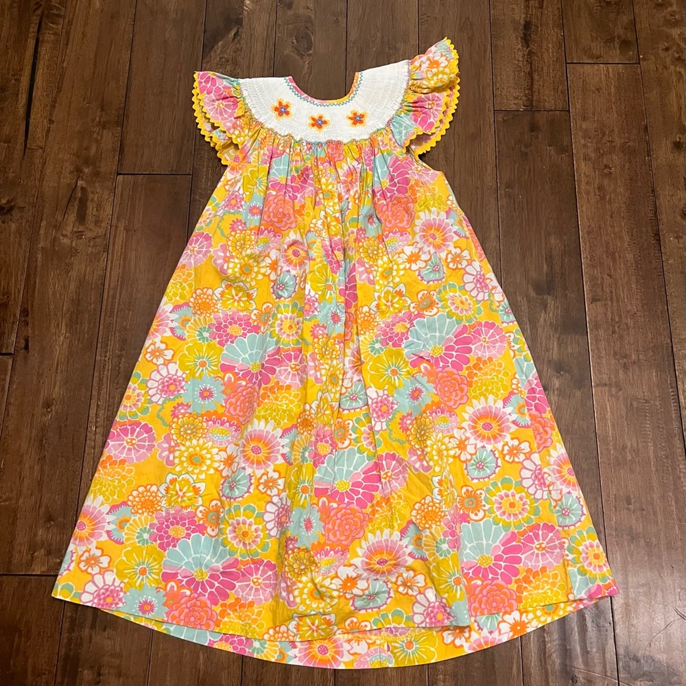 Mom & Me Girls Smocked Floral Dress